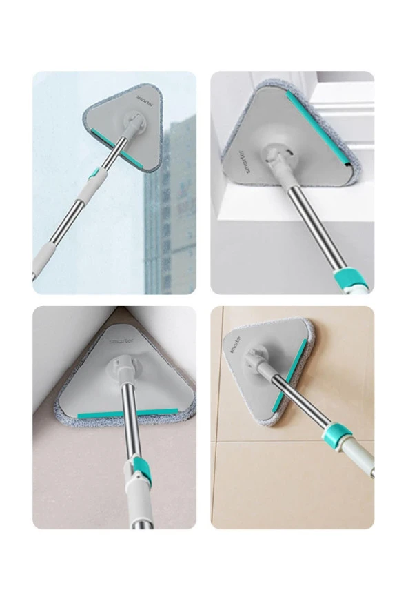 SMARTER AQUA MASTER + ÜÇGEN APARAT TEMİZ & KİRLİ SUYU AYIRMA ÖZELLİĞİ OTOMATİK TEMİZLİK SETİ MOP PASPAS CAM VE KÖŞE İÇİN - 4