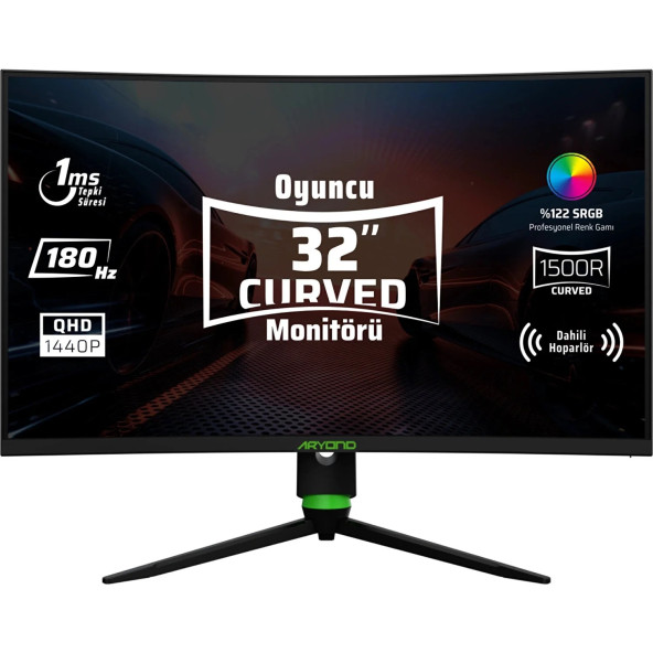 Monster Aryond A32 V2 32" 1Ms 180 Hz Qhd Curved Va Oyuncu Monitörü