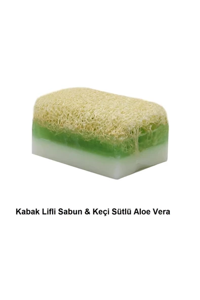 3'lü Set Doğal Kabak Lifli Keçi Sütlü Aloe Vera Özlü Ballı Sütlü Sabun Çift Taraflı Yüz Masaj Aleti - 3