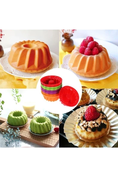 6 Adet Mini Silikon Kek Pasta Kalıbı Muffin Cupcake Renkli Kalıplar