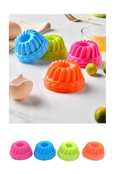 6 Adet Mini Silikon Kek Pasta Kalıbı Muffin Cupcake Renkli Kalıplar - 4