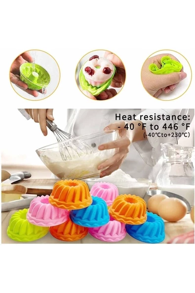 6 Adet Mini Silikon Kek Pasta Kalıbı Muffin Cupcake Renkli Kalıplar - 5