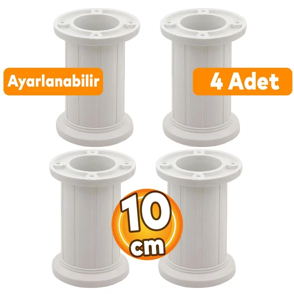 Letto Ayarlanabilir Dolap Mobilya Koltuk Kanepe Tezgah Tv Ünitesi Ayağı Beyaz Ayakları 10 cm 4 Adet