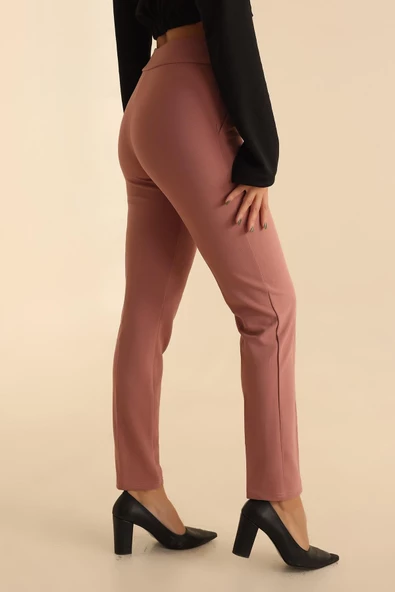 VioShine Kadın Beli Bağlamalı Yüksek Bel Kuş Gözü Pantolon - 8