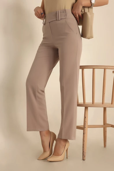 VioShine Kadın Üç Düğmeli Likralı Pantolon - 3