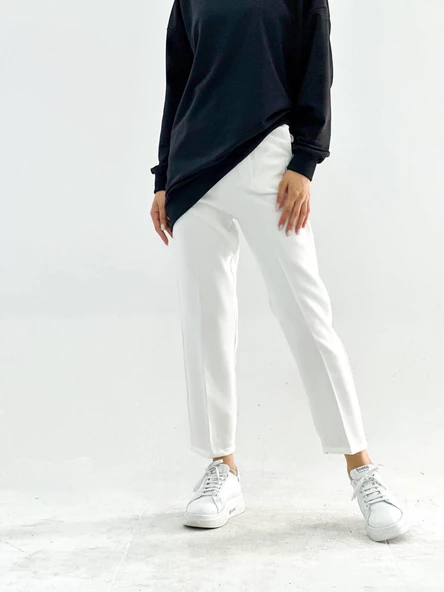 VioShine Kadın Scuba Beli Lastikli Cepli Double Paça Pantolon - 6
