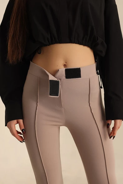 VioShine Kadın Beli Lastikli Scuba Cırtlı Tayt - 10