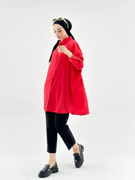 VıoShıne Kadın Oversize Saten Gömlek - 7