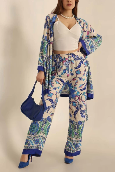 VıoShıne Kadın Bağlamalı Viskon Kimono Takım - 3