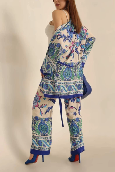 VıoShıne Kadın Bağlamalı Viskon Kimono Takım - 12