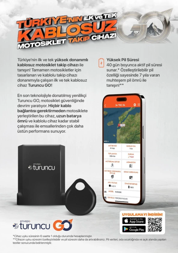 TURUNCU GO KABLOSUZ MOTOSİKLET TAKİP CİHAZI (12 AYLIK) - 2