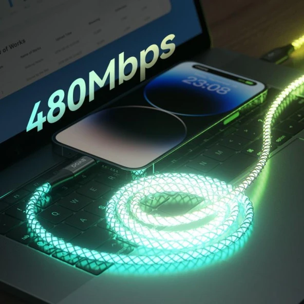 Led Işıklı Hızlı Şarj Özellikli Usb Lighting Kablo - 4