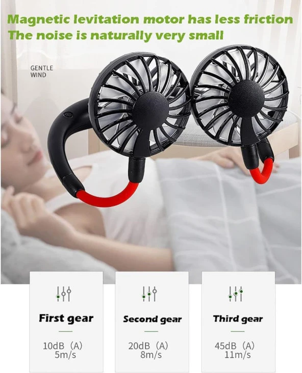 Torima F-04 Eller Serbest Boyuna Asılabilir Şarjlı 3 Kademeli Vantilatör Klima Soğutucu Fan Beyaz - Resim 3