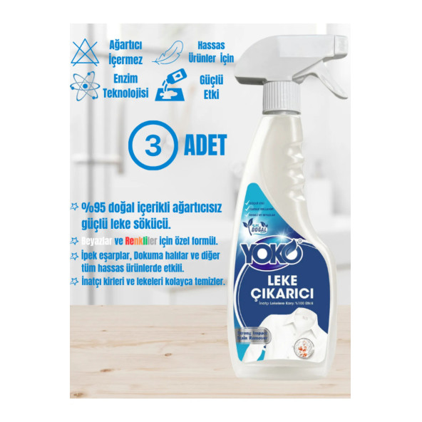 Hassas Ürünler Için Geliştirilmiş Doğal Güçlü Leke Çıkarıcı 3 X 500 ml - Yüzey Ve Kumaş Için