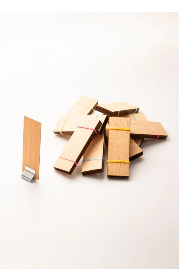 Ahşap Mum Fitili + Yapışkanlı Sehpa - 100 Adet ( 25mm x 75mm x 0,5mm ) - Resim 3