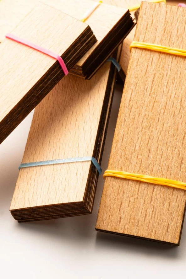 Ahşap Mum Fitili + Yapışkanlı Sehpa - 100 Adet ( 25mm x 75mm x 0,5mm ) - Resim 6