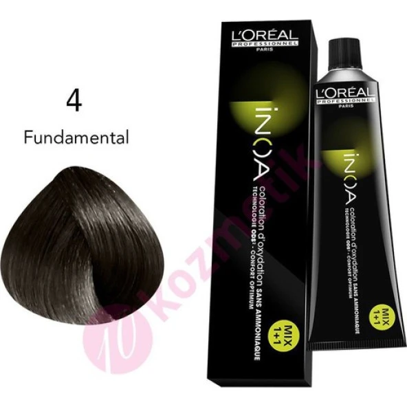 L'Oréal Professionnel İnoa Amonyaksız Saç Boyası No: 4 Fundamental 60Ml.