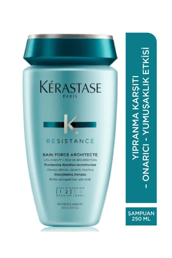 Yıpranmış Saçlar Için Şampuan Yıpranma Seviyesi 1-2 Bain Force Architecte 250 ml 3474636397945