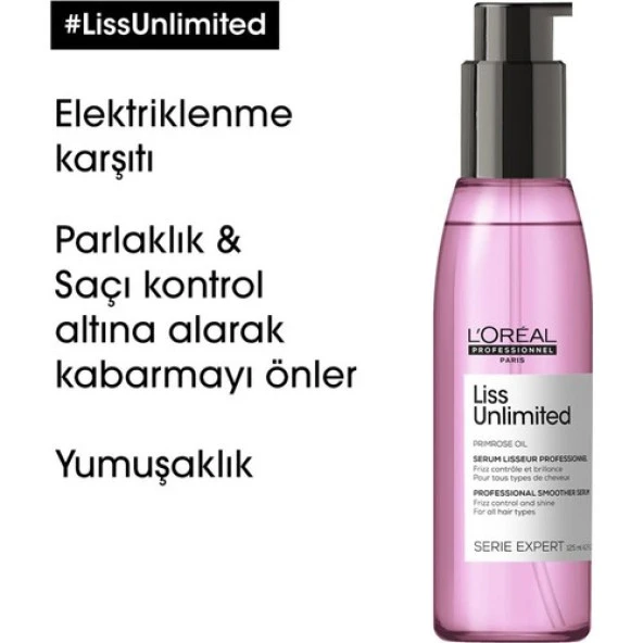 L'oreal Professionnel Serie Expert Liss Unlimited Elektriklenme karşıtı (ve yoğun yumuşaklık veren) Yağ 125 ml - Resim 3