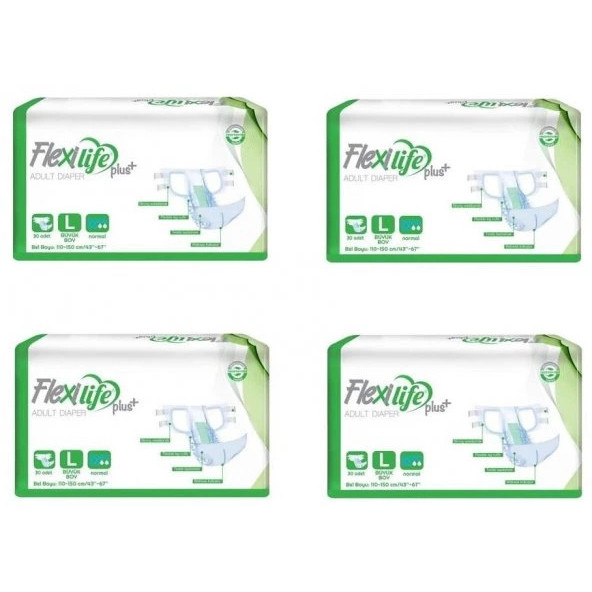 Flexilife Plus Belbantlı Büyük Boy Large Hasta Bezi 30'lu 4 Paket / 120 Adet - 1