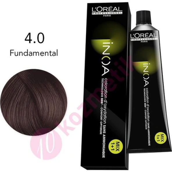 L'Oréal Professionnel İnoa Amonyaksız Saç Boyası No: 4.0 Fundamental 60Ml.