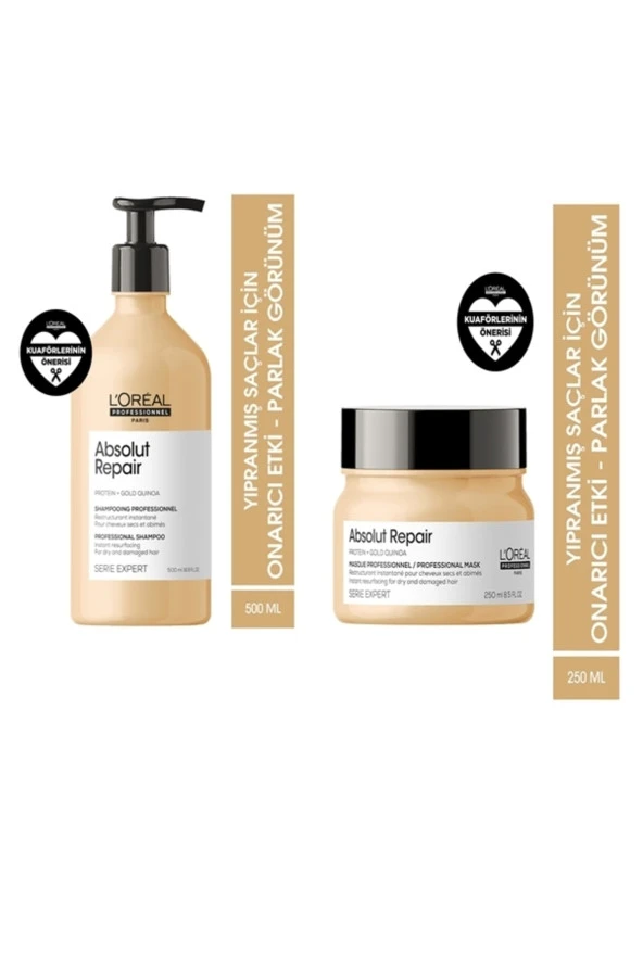 Loreal Serie Expert Absolut Repair Onarıcı Şampuan 500 Ml + Serie Expert Absolut Repair Maske