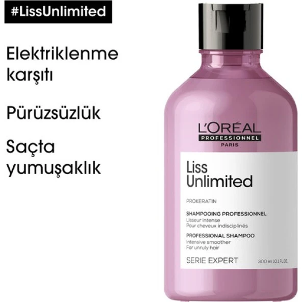 L'oreal Professionnel Serie Expert Liss Unlimited Elektriklenme Karşıtı ve Yumuşaklık Veren Şampuan 300 ml - Resim 6