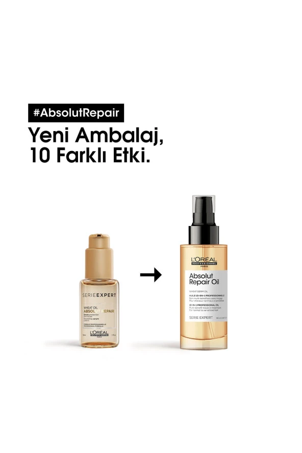 Serie Expert Absolut Repair 10 in 1 Yıpranmış Saçlar için 10 Etkili Mucize Saç Bakım Yağı 90 ml - Resim 6