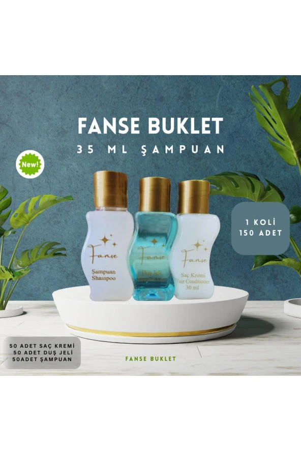 Fanse Otel Temizlik Medikal Malzemeleri Tek Kullanımlık Otel Buklet 50 Adet Şampuan 50 Adet Duş Jeli 50 Adet Saç Kremi S Şişe Set 35 ml
