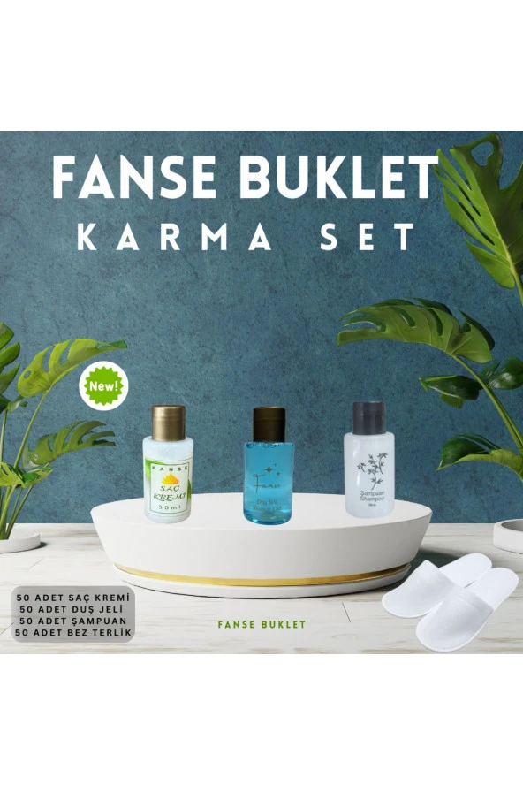 Fanse Otel Temizlik Medikal Malzemeleri 50 li Karma Set Şampuan-Duş Jeli-Saç Kremi-Bez Terlik