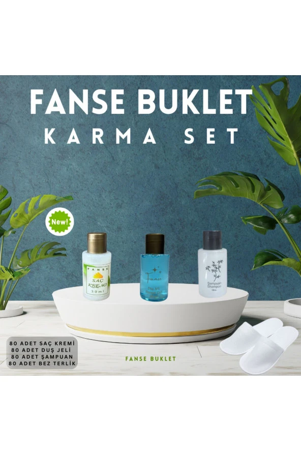 Fanse Otel Temizlik Medikal Malzemeleri 80 li Karma Set Şampuan-Duş Jeli-Saç Kremi-Bez Terlik