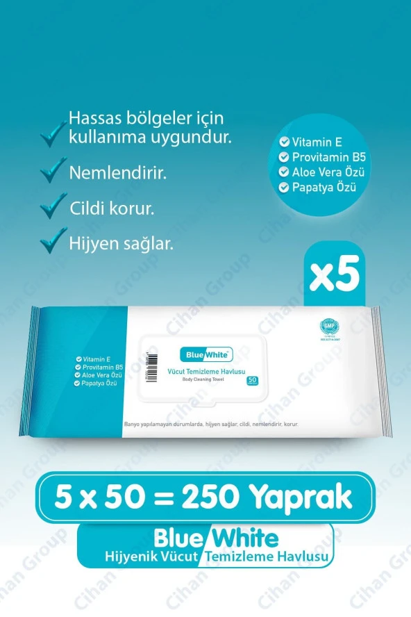 Bluewhite Blue White Vücut Temizleme Havlusu 5'li Paket