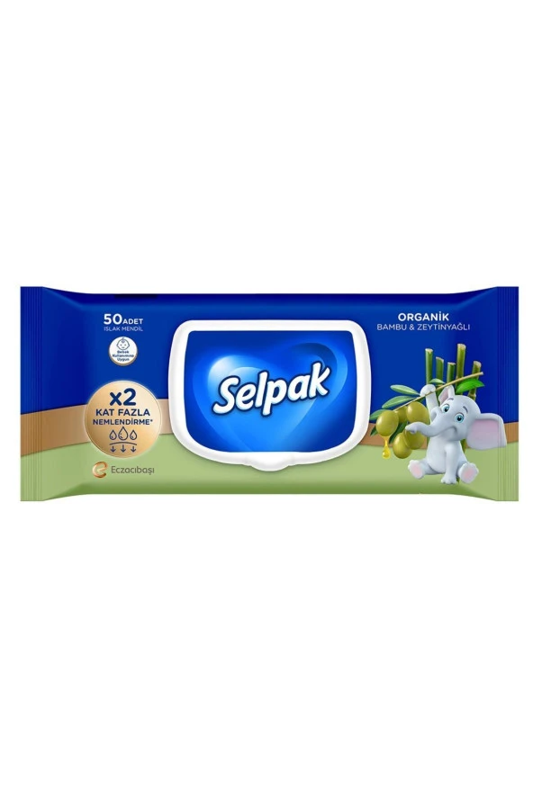 Selpak Organik Bambu & Zeytinyağlı Özlü Islak Mendil 50'li 3 PAKET