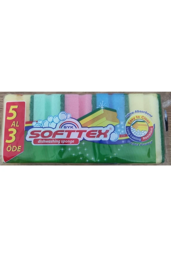 syk softtex 5'li Oluklu Bulaşık Süngeri