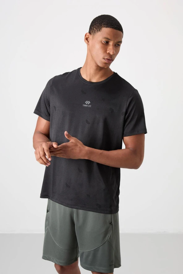 Tommy Life Siyah Polyester Nefes Alan Jakarlı İnce Esnek Standart Fit Erkek Performans T-Shirt - 88397 - 2