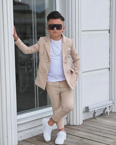 MODAVALS 4 PARÇA ÇİZGİLİ CEKETLİ ERKEK ÇOCUK TAKIM ELBİSE - 6