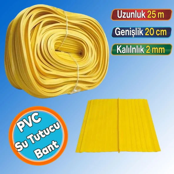 Teknomer Pvc Su Tutucu Bant Su Yalıtımı İnşaat Perde Temel Arasına Yalıtım Bandı 25 Metre