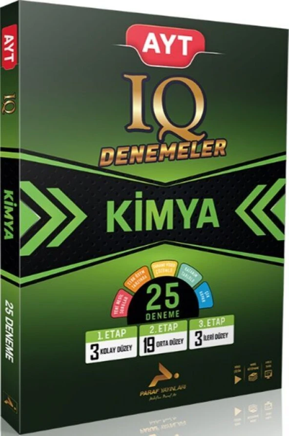 Paraf AYT Kimya IQ Video Çözümlü 25 Branş Deneme Paraf Yayınları