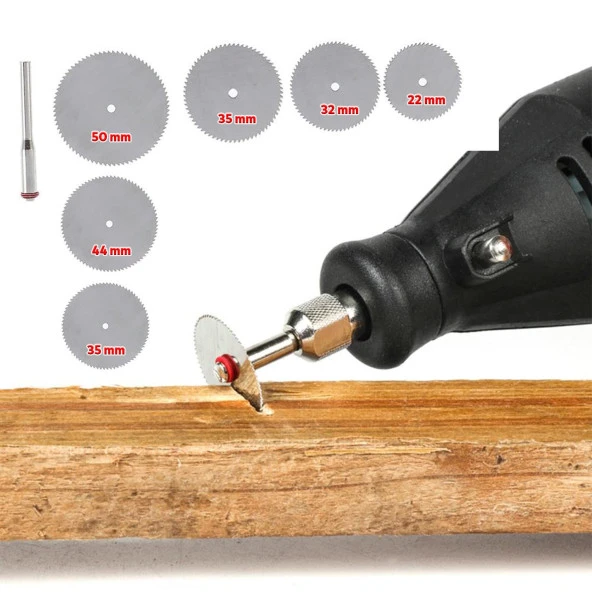 Mini Gravür Dremel Daire Testere Seti Kesme Rötüş Çelik Plastik Ahşap Kesim Hassas Kesi 7 'li Set - 2