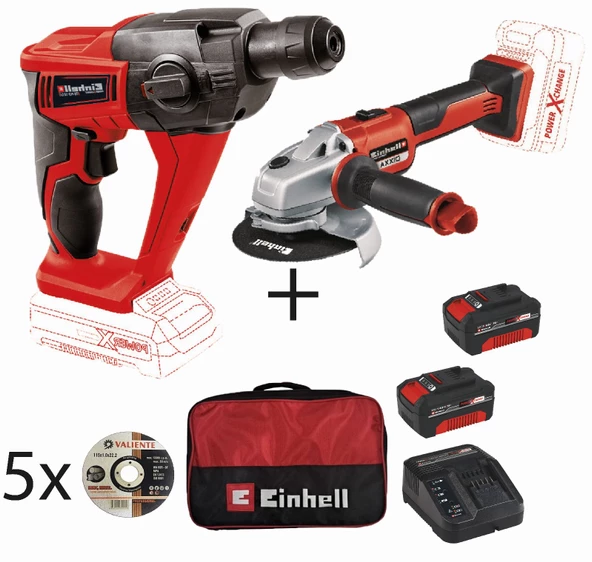 Einhell Te-Hd 18 Li Sds-Plus Darbeli Matkap + Axxio  Taşlama + 2*4.0 Ah Akülü Set