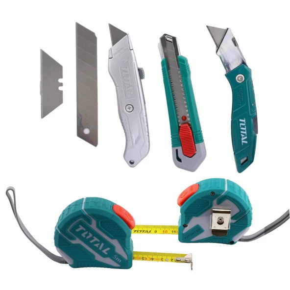 Metre Ve Maket Bıçağı Seti Şerit Metre Halı Kesme Maket Bıçağı Yedek Bıçak 10'lu Total TOS23037E - 9