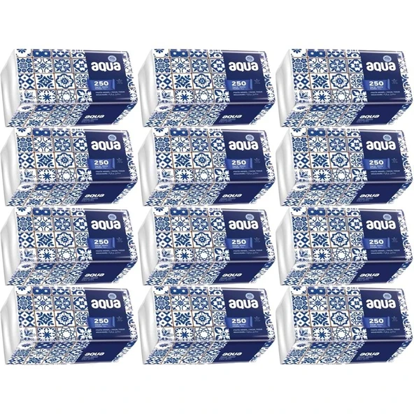 Aqua Pratik Mendil 250 Yaprak Tekli Pk (12 Li Set)