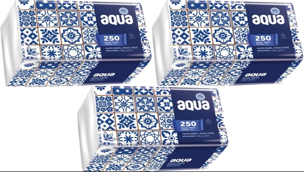 Aqua Pratik Mendil 250 Yaprak Tekli Pk (3 Lü Set)