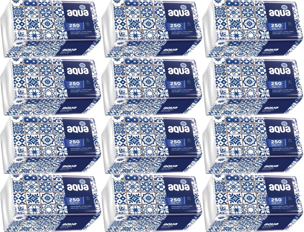 Aqua Pratik Mendil 250 Yaprak Tekli Pk (12 Li Set)