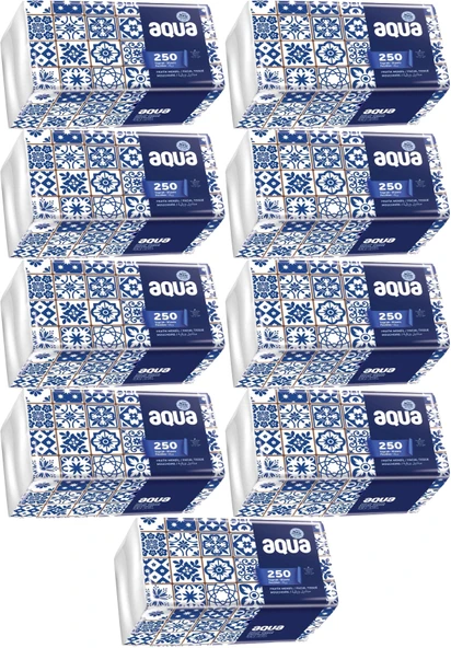 Aqua Pratik Mendil 250 Yaprak Tekli Pk (9 Lu Set)