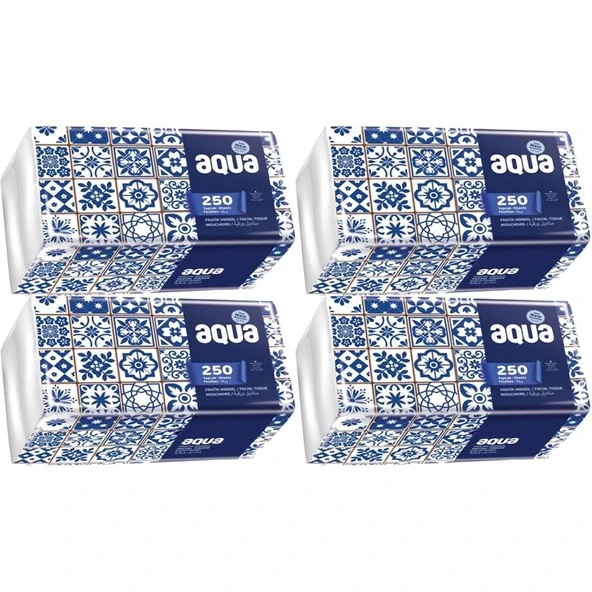 Aqua Pratik Mendil 250 Yaprak Tekli Pk (4 Lü Set) ürün görseli 1