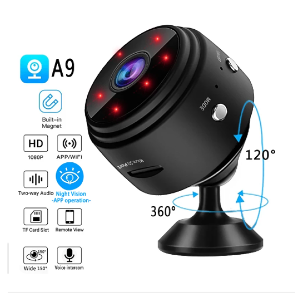 QASUL İç Güvenlik Kamerası, Mini WiFi HD 1080p Kamera Kızılötesi Gece Görüş Yakalı, Hareket Sensörü - 2