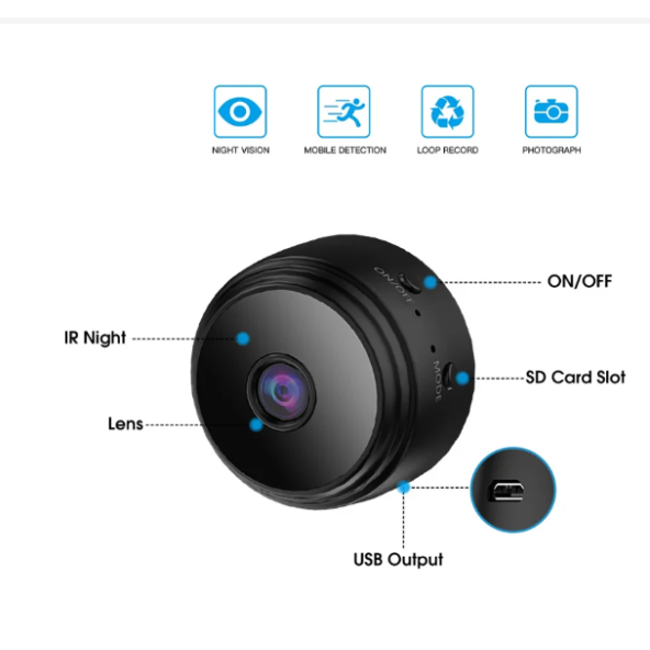 QASUL İç Güvenlik Kamerası, Mini WiFi HD 1080p Kamera Kızılötesi Gece Görüş Yakalı, Hareket Sensörü - 6