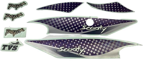 TVS SCOOTY PEP YENİ MODEL 2009 MOR ETİKET TAKIMI ürün görseli