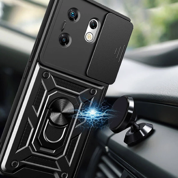 Vendas İnfinix Zero 30 4G  Kılıf Magnetik Standlı Kamera Korumalı Zore Sürgülü Vega Kapak - 12